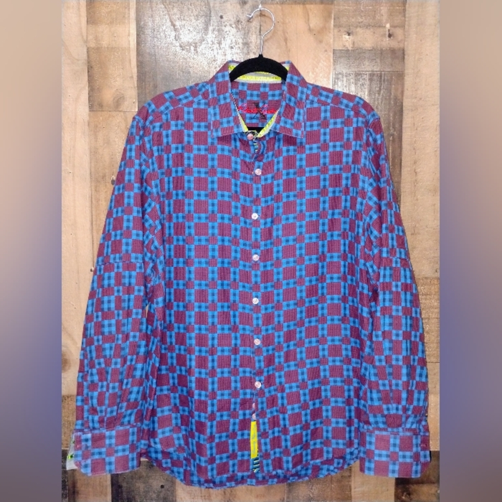 Robert Graham Blue and Red Check Casual Button-Down Shirt